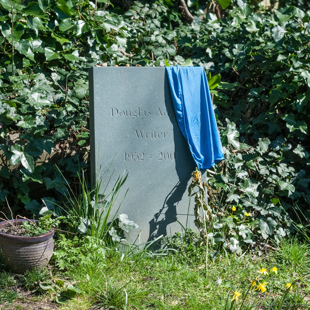 Dougles Adams' grave, Highgate Cemetery, London